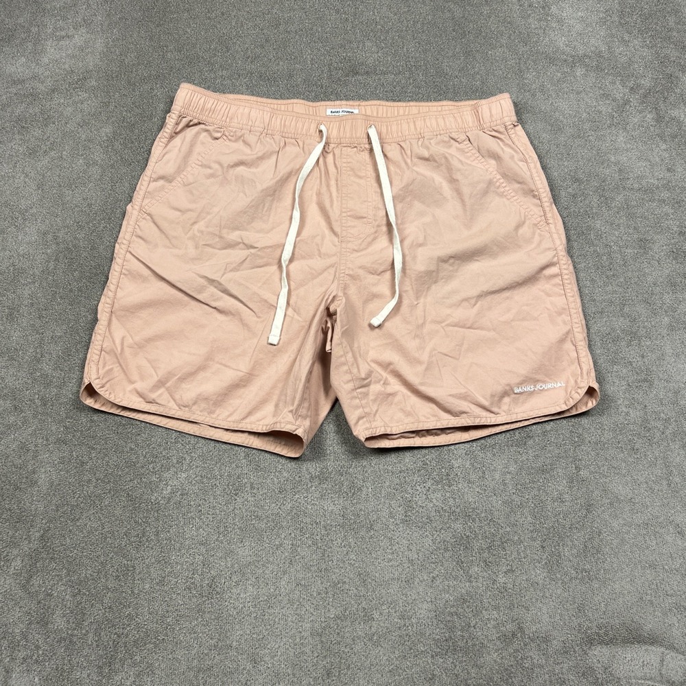 Banks Journal Pull Up Shorts Mens 2XL (36x7) Peach Elastic Waist Drawstring